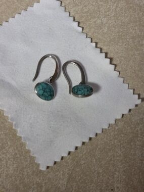 Sterling Silver Hook Earrings with Turquoise Stone